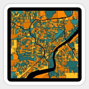 Toledo Map Pattern in Orange & Teal Sticker